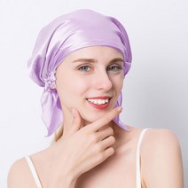 100% 천연 멀 베리 실크 나이트 캡 슬리핑 퓨어 헤어 랩 비니 여성용 소녀 19 Momme, 05 Light purple_01 싱글 사이즈