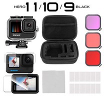 고프로호환하우징 방수케이스GoPro Hero 11 10 9 블랙 케이스 방수 60M 하우징 다이빙 보호 수중 커버 G, 02 블랙 컬러