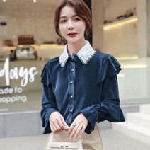 Happy Shopping 여성용 겨울 기모 벨벳 블라우스 TNV80
