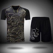 선수용 탁구 드래곤 유니폼 반바지 남성/여성/어린이 저지 셔츠 세트, [06] Child Or Women 2XL, [08] LOGO Yellow 1 Shorts