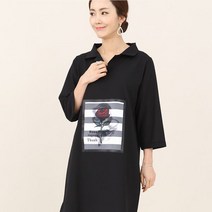 애비뉴투지 엄마옷 로즈 블랙 카라 루즈핏 여성 봄 가을 칠부 롱 블라우스 B04012 50대 60대 중년여성