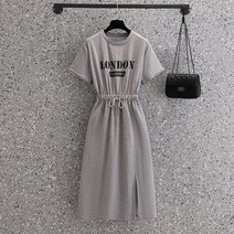 에브리바레 [원피스] M-4XL 브로아 데일리 스트링 옆트임 프린팅 여성 빅사이즈 롱원피스