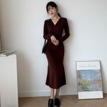 [ILΞ6] 패션마켓11 gops5393k09b 원피스 머메이드스커트 랩원피스 검정 데일리 페미닌룩 머스커트 코튼 브이넥 포인트 데이트 페미 컬러 기본 머메_Eη3270Ml