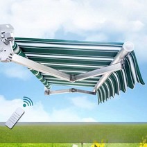 수동어닝 접이식어닝천막 컨테이너 테라스 비가림, 설치판 길이 3m 텔레스코픽 2.5m 곡선  고방수 원