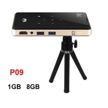 dlp Portable p09 ii 스크린 빔프로젝터 가정용 캠핑용 강의실 바닥 광고, 골드 1GB 8GB, 영국 플러그
