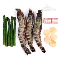 새우몰 스테이크 캠핑세트 킹타이거새우 3미 500g이상 아스파라거스 가리비관자살 버터 포함