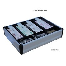 지폐계수기 플라스틱 알루미늄 돈 카운터 케이스 현금 상자 조합 잠금 및 트레이-이동식 칸 트레이, [02] K-598 without cover