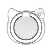 아리샵 플랫 핸드폰 스마트폰링 핑거링 거치대, 1개, 고양이-실버