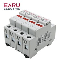 휴즈 퓨즈 DC PV 퓨즈 링크 태양광 발전 시스템 플로용 DIN 레일 홀더 표시등 포함 10 x 38mm, 08 EAPV-32L-4P_01 6A