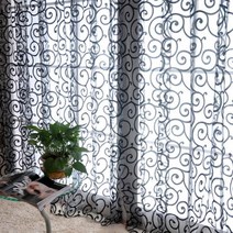 홈커튼 100x200cm 빈티지 목가적 인 꽃 얇은 명주 그물 보일 문 스카프 Valances 드레이프 쉬어 창 커튼 홈 장식 간단한 작은 커튼