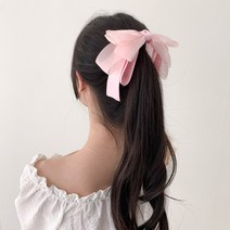 블루씨티 러블리 볼륨 쉬폰 리본 바나나핀 포니테일 헤어 집게핀