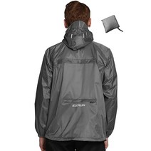 남성용 방수 후드 레인 재킷 윈드브레이커 경량 패커블 우비(실버 그레이 XXL), Small, Silver Grey