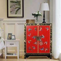 레드 나비장 인테리어 원목 자개장 서랍장 장식장, 블루