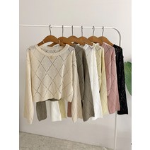 허니제이 / 누아르 다이아 펀칭 여유핏 긴팔 니트(6color)