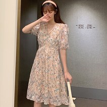 브이블라우스 뚱뚱한 하나시마 섬 유화그림 잔꽃스커트 하프기장 상의 숏 데이지 프렌치 허리보정 티 셔츠 1779954785