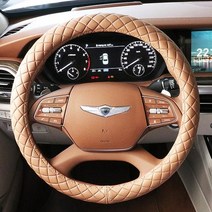 올뉴 카니발 KA4/일체감 좋은 차량 가죽 핸들커버, 원형, 버건디