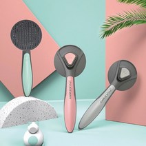 딩동펫 반려동물 원형 원터치 브러쉬, 그레이, 1개