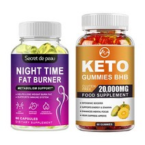 다이어트 영양제 케토 다이어트 젤리 60ct 체중 감량 지방 버너 보충제 남성 여성, Gummies+Capsules