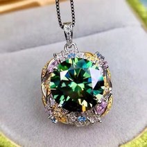 새로운 횡포 녹색 moissan 다이아몬드 펜던트 다채로운 녹색 5 캐럿 목걸이 상감 보석 액세서리