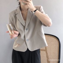 TANC 여성 반팔 정장 코트 여름 쇼트 캐주얼 정장자켓 ~4XL