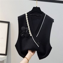 촌캉스 룩 조끼 옷 가을 빈티지 스웨터 여성 v 넥 민 Mujer 점퍼 꽃 니트웨어 Z69