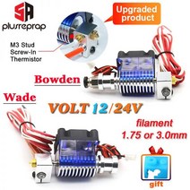 된 V6 J헤드 핫 엔드 3.0 필라멘트 웨이드/보우덴 압출기 히터 M3 서미스터 노즐 팬 3D 프린터, [03] Bowden 24V, [02] PTFE lined throat