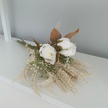 라넌귤러스 작약 장미 조화 인테리어 장식 인조꽃 꽃다발 영국장미 빈티지 장미 인공 조화 납골당 성묘 카페 촬영 소품, 빈티지장미꽃다발(화이트)_EP-1113