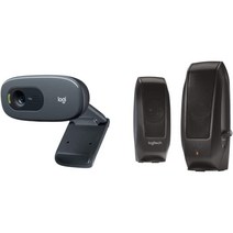 Logitech C270 HD 웹캠 720p 와이드스크린 화상 통화 조명 보정 소음 감소 마이크 Skype FaceTime 행아웃 WebEx, Webcam + Speakers,