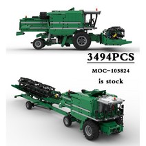 기계식 콤바인 수확기 풀 리모컨 빌딩 블록 MOC-105824 DIY 3494 개, 02 With motor
