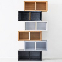 국내제작 이케아 모듈 블럭형 2칸 책장 1P 서재 거실 원룸 자취방 다용도수납 진열대, 블랙