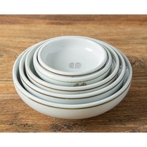 국산 반찬그릇 원형 찬기 희고백자 전통문양 레트로 식기 사기 그릇 도자기, 1호
