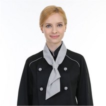 [에이치플러스몰] 업소 요리사 쉐프 이쁜 패션 줄무늬 목스카프 그레이, 상세 설명 참조