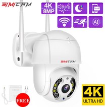 CCTV카메라 SIMICAM 4K PTZ IP WIFI 보안 카메라 컬러 야간 투웨이 오디오 스마트 2MP 5MP 8MP 무선 CCTV 팬 틸트 4x 줌 호환, 4K Add 64GB