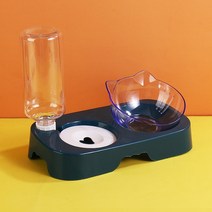 스탠드가 달린 개 그릇 자동 물 저장 디스펜서 애완 동물 고양이 먹이 2-in-1 스플래시-방지 용기 높이 제, 04 BlueCat