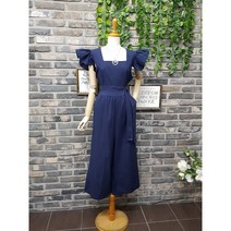 스퀘어넥 어깨프릴 벨트 점프수트