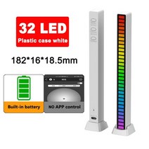 led 스트립 라이트 rgb 사운드 제어 앱 제어 픽업 음성 활성화 리듬 조명 색상 주변 자동차 파티 바 음악의 램프, 32led 흰색 플러그