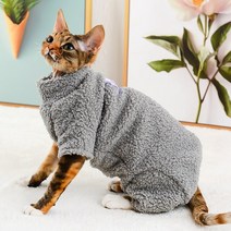고양이조끼 Devon Vex 겨울 아웃웨어 4 피트 스핑크스 고양이 스웨터 털이없는 옷 두껍게 부드러운 양면 섬, 01 Grey_05 XL
