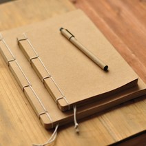 북바인딩재료 수제노트 가죽다이어리 만들기 DIY 세트, 소형 A5 흰색 내지 100매 200페이지