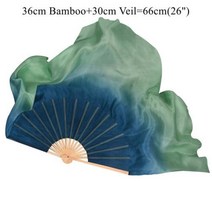 너슬부채 한국무용 전통 부채춤 양면 엑스트라 롱 리얼 실크 베일 페어 밸리 댄스 공연 쇼 소품 꽃이 만발한 중국 민속 양코 대나무 팬 85cm, 1pcs right 1pcs left, 06 36cm 30cm