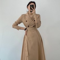 [레티고] 트렌치 더블 버튼 플리츠 랩 원피스