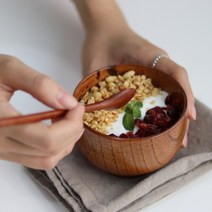 우드 요거트볼 샐러드볼 아카시아 나무 볼 원목 그릇 볼그릇, 샐러드볼 특대(19cm)