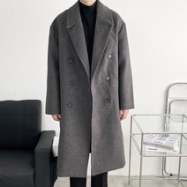 지금JIIGEUM 남자 오버핏 울 캐시미어 롱 더블코트 겨울 아우터 보카시 도깨비 공유 모직 코트