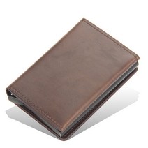 카드단말기 리더기 남성용 RFID 차단 금속 마그네틱 버클 가죽 지갑 신용 카드 홀더 및 여성용 머니 클립, 08 coffee