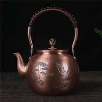 내열 게르마늄주전자 골동품 순수 구리 찻주전자 건강 끓는 물 주전자 수제 조각 냄비 레드 차 세트, 4.style5