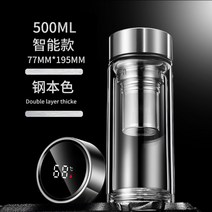 LED 온도표시 티보틀 차우리는 텀블러 차우림 내열 유리 물병, 실버 500ml