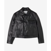 AMI 여성 레더 크롭 트러커 재킷 - 블랙 / FJK213LH0001001 LEATHER CROPPED TRUCKER JACKET FJK213LH0001001SS23 297665