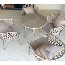 야외용테이블 야외 카페테이블 식탁 베란다정원, 의자4 + 70cm 탄소강 원탁