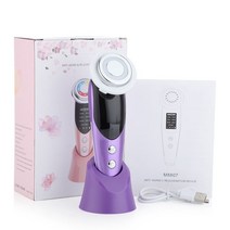 갈바닉 얼굴 목 마사지기 45도 온열 LED EMS미세전류 이온도입 감응식 음파 진동 USB충전식 7in 1 얼굴 리, 02 Purple