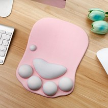 유니크팩토리 고양이발바닥 손목받침대 마우스패드, 그레이핑키