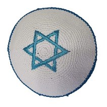 Jerusalem 키파 야물커 예루살렘 화이트 유대인 모자, White, White